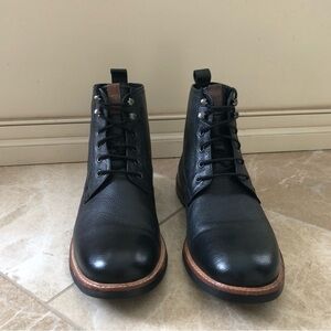 New Ben Sherman Black Leather Chukka Boots with Brown Trim
